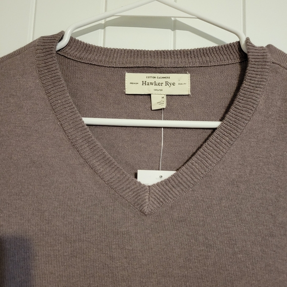 Hawker Rye Cashmere Cotton Blend V Neck Sweater Mens Size Medium - Picture 2 of 5